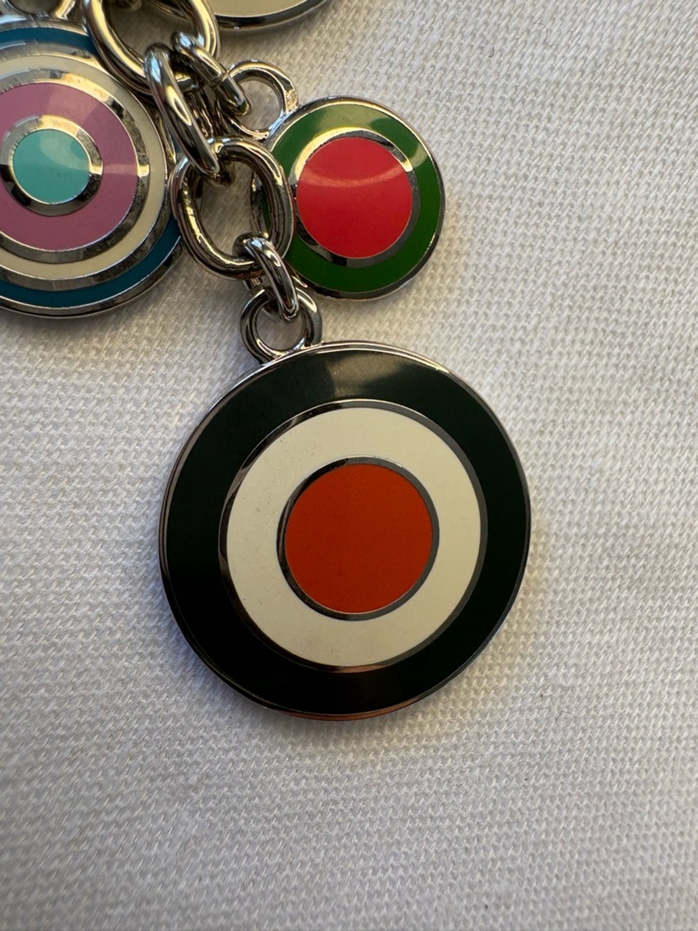 Coach Multicolor Enamel Target Disc Charm Key Ring - Picture 2 of 5